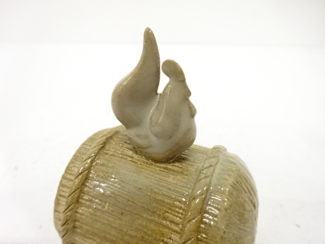  岩国焼　山田象陶造　干支　酉　香合